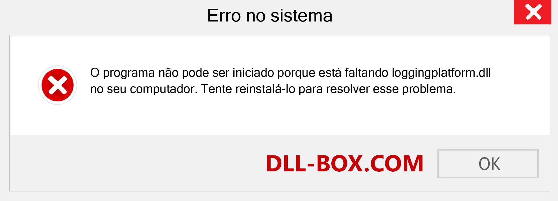 Arquivo loggingplatform.dll ausente ?. Download para Windows 7, 8, 10 - Correção de erro ausente loggingplatform dll no Windows, fotos, imagens